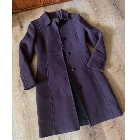 Jcrew Lady day topcoat in Italian double-cloth wool blend size 0P Dark Plum‎ - Picture 2 of 6